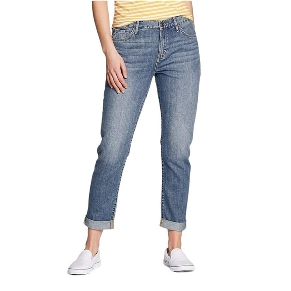 Eddie Bauer Boyfriend Slim Fit Roll Cuff / Crop Jeans. Blue Size 6. #1306 - Picture 1 of 8